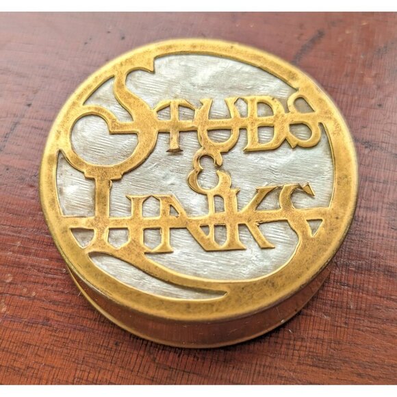 Spectacular brass art nouveau cufflink box, studs and links box, steampunk - Picture 2 of 10